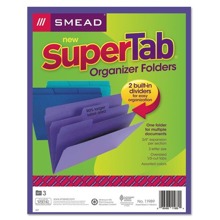 Smead File Organizer 8-1/2 x 11", Assorted, PK3 11989